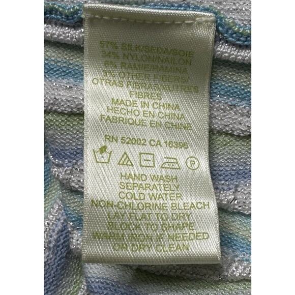 Sigrid Olsen Cardigan Women’s Size XL Silk Blend Sweater Striped Shimmer - Picture 8 of 8